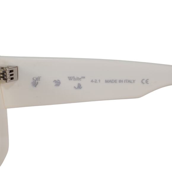 Off-White Narrow Geometric Rectangle Butterfly Sunglasses - White/Grey - NWT - Picture 4 of 13
